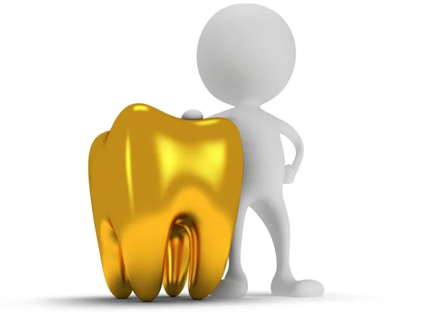 3d white man standing next to tooth — Stock Photo, Image