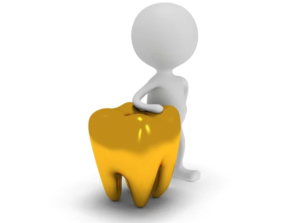 3d white man standing next to tooth — Stock Photo, Image