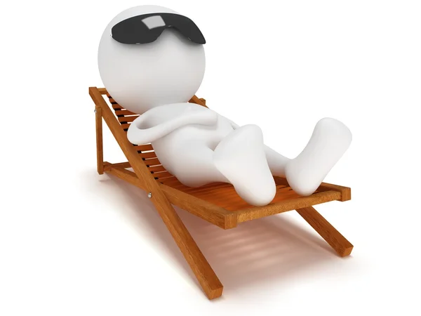 3d man having a rest on chaise lounge. — Stock Photo, Image