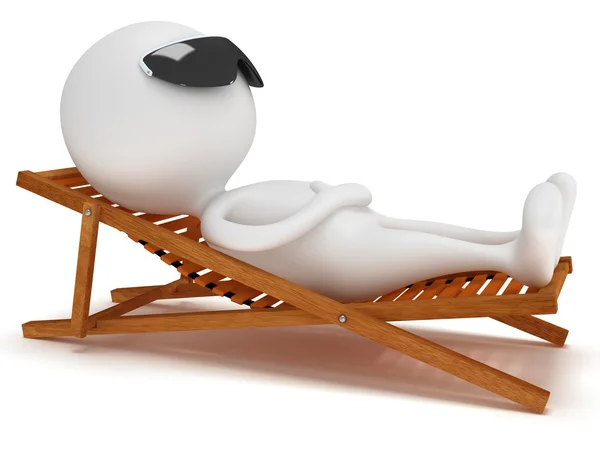 3d man having a rest on chaise lounge. — Stock Photo, Image