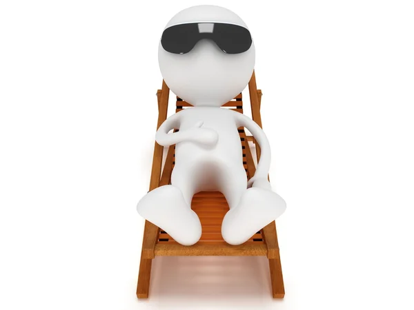 3d man having a rest on chaise lounge. — Stock Photo, Image