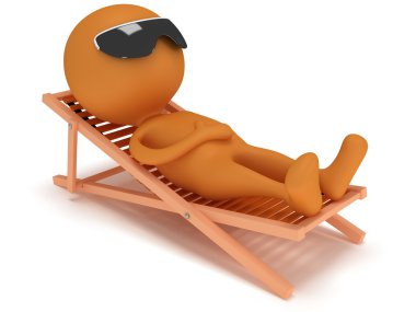 3d adam bir dinlenme şezlong üzerinde.