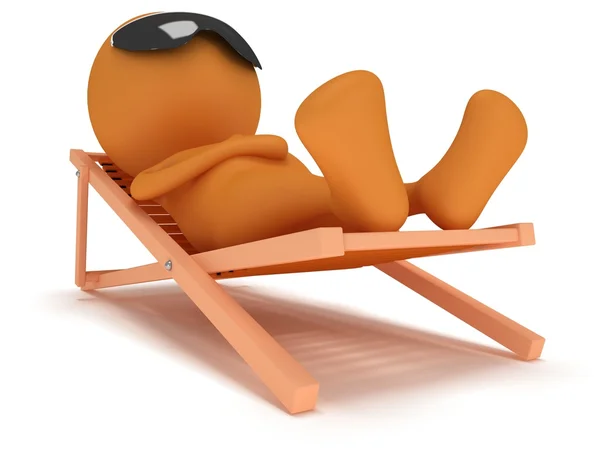 3d man having a rest on chaise lounge. — Stock Photo, Image