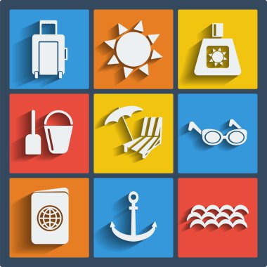 9 yaz web ve mobil simgeler kümesi. vektör.