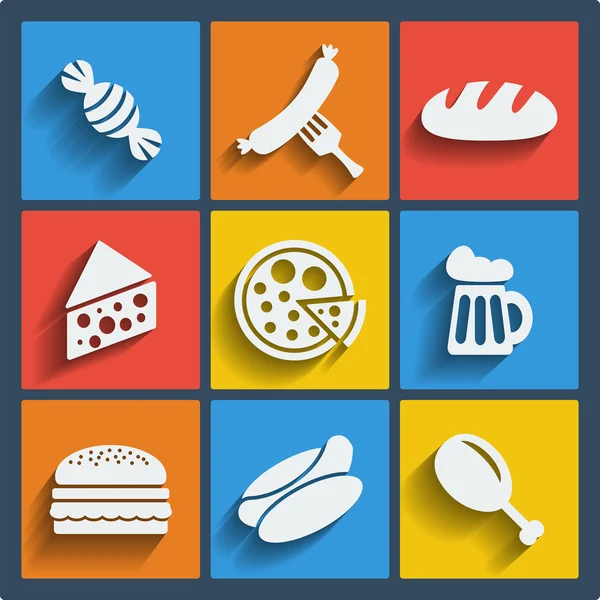 Set of 9 food web and mobile icons. Vector. — Stock Vector