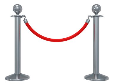 Silver rope barrier over white clipart