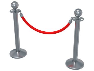 Silver rope barrier over white clipart