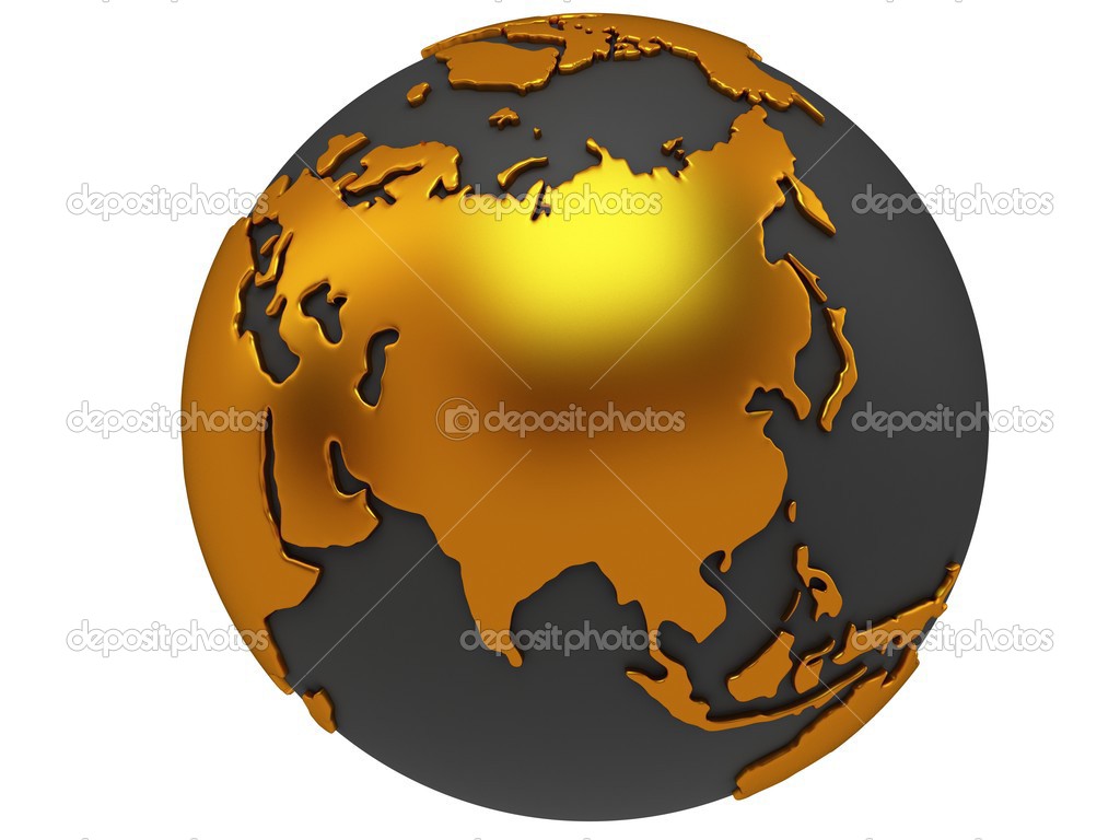 Earth planet globe. 3D render. Russia view.