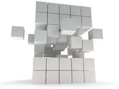 küp blok. kavram montaj. üzerine beyaz.