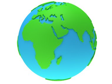 dünya gezegen dünya. 3D render. Afrika görünümü.