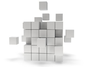 küp blok. kavram montaj. üzerine beyaz.