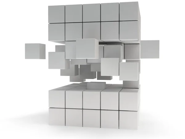 Кубический блок. Концепция сборки. На белом . — стоковое фото