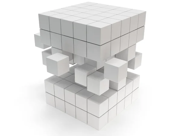 Кубический блок. Концепция сборки. На белом . — стоковое фото