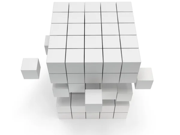 Bloque de cubos. Montaje del concepto. En blanco . —  Fotos de Stock