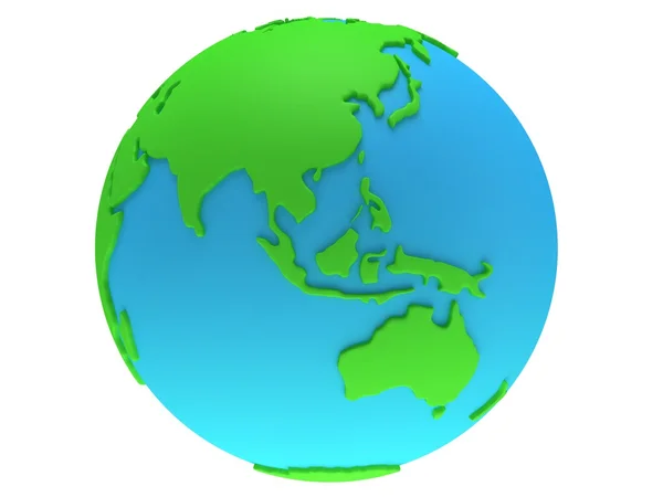 Terra planeta globo. Renderização 3D. China vista . — Fotografia de Stock