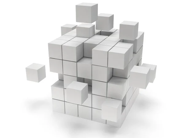 Cubes block. Assembling concept. On white. — Stock Photo, Image