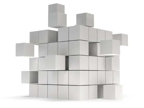 Bloque de cubos. Montaje del concepto. En blanco . —  Fotos de Stock