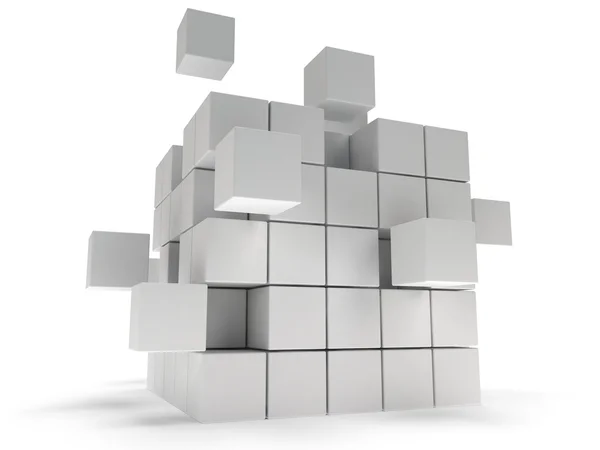 Cubes block. Assembling concept. On white. — Stock Photo, Image