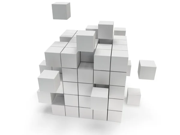 Bloc de cubes. Concept d'assemblage. Sur blanc . — Photo