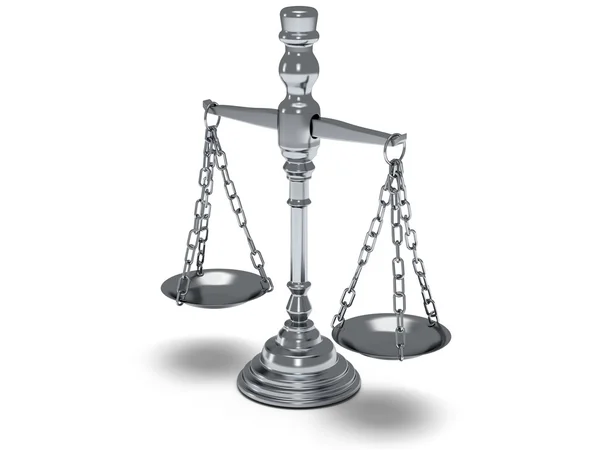 Scales justice on white. Isolated 3D. — Stock Photo, Image