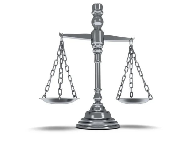 Scales justice on white. Isolated 3D. — Stock Photo, Image