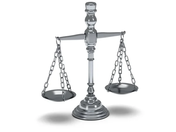 Scales justice on white. Isolated 3D. — Stock Photo, Image