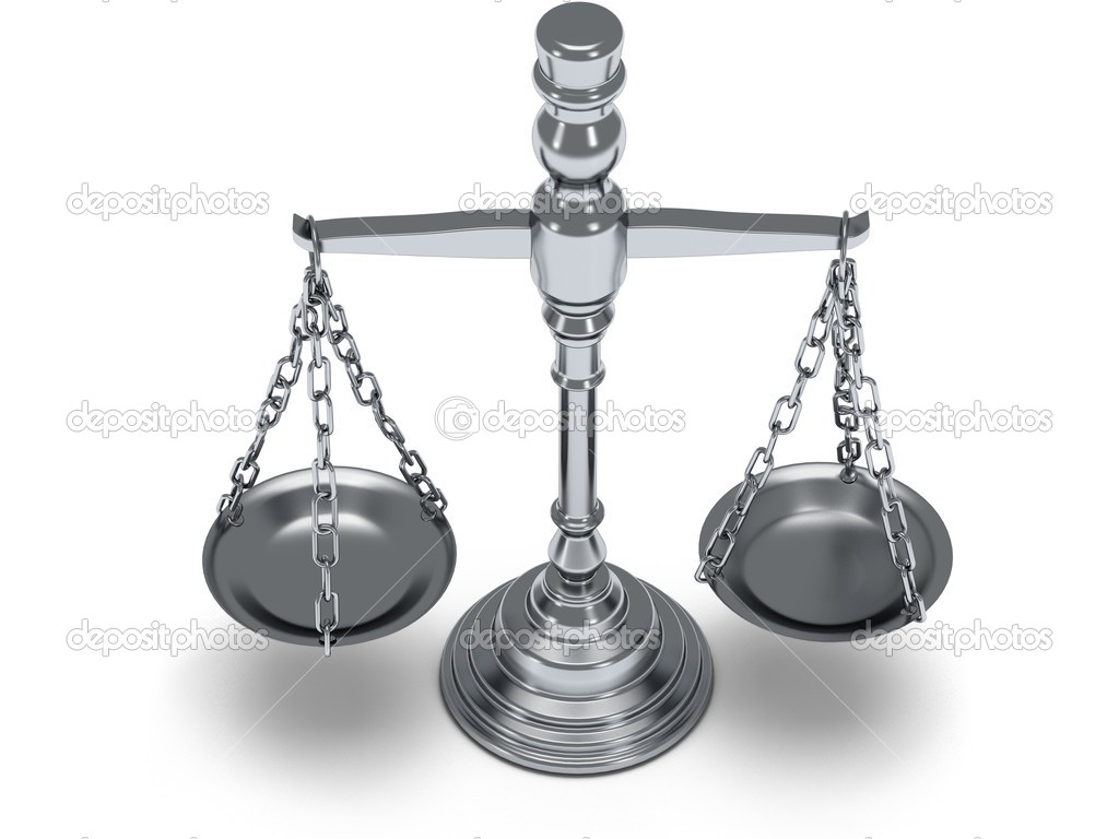 Scales justice on white. Isolated 3D.