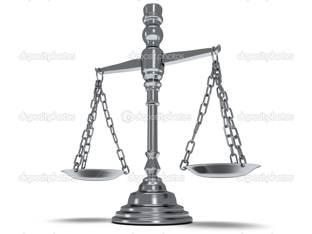 Scales justice on white. Isolated 3D.