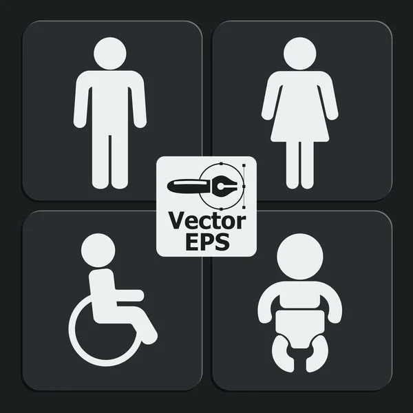 Set von 4 Web-Toiletten und mobilen Symbolen. Vektor. — Stockvektor