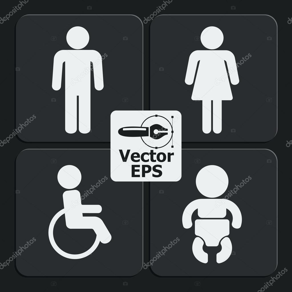 Set of 4 restroom web and mobile icons. Vector.
