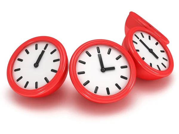 3D Round clocks shows different time — Stock Photo, Image