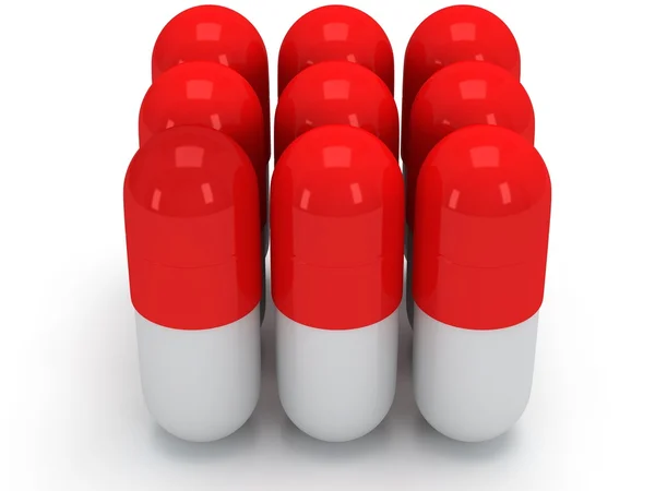 3d медицинские таблетки стоят как коробка на белом — стоковое фото
