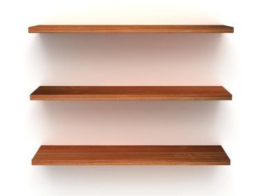 3D üç ahşap raflar boş