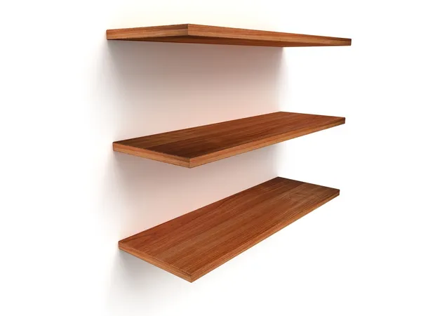 3D tres estantes de madera vacíos — Foto de Stock