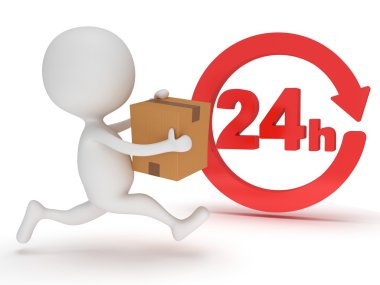 elinde bir kutu ile çalışan 3d adam simgesi