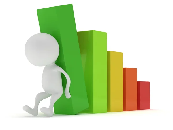 3D colored bar graph with man — Stock Photo, Image