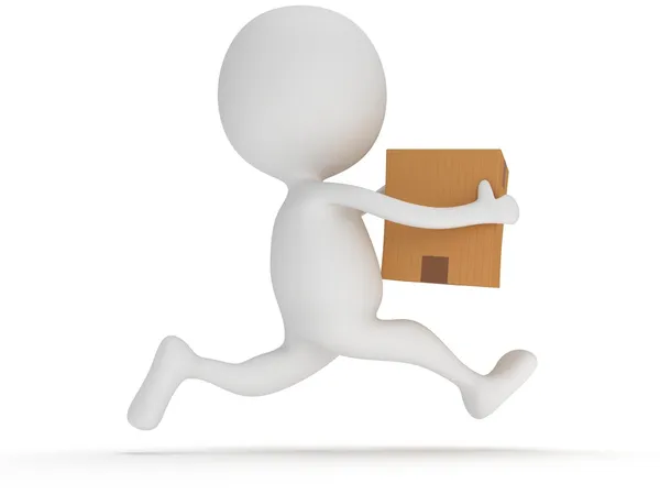 3d man icon running with a box in his hand — Stock Photo, Image