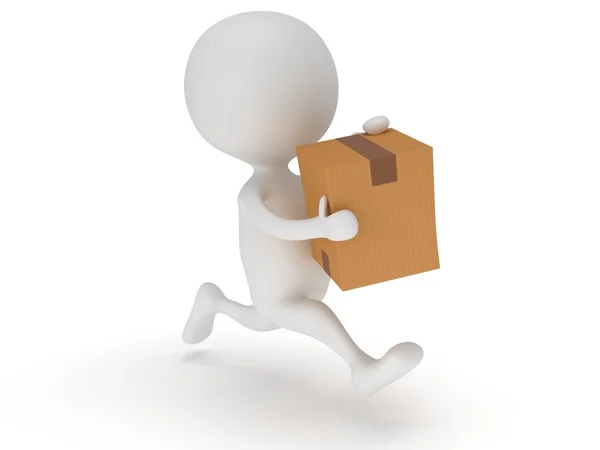3d man icon running with a box in his hand Royalty Free Stock Photos