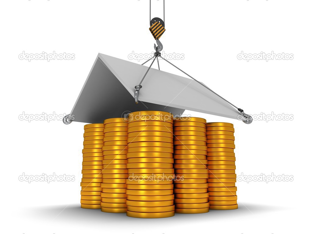 3D house build with gold coins