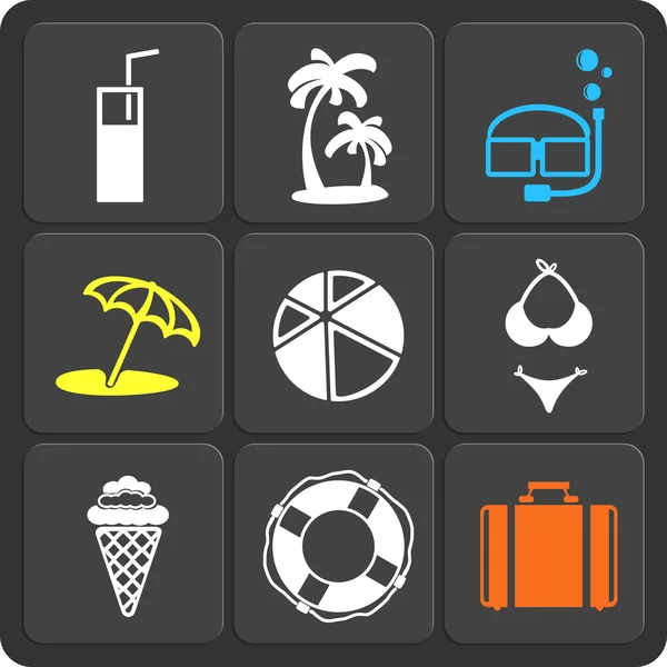 Set de 9 iconos web y móviles de verano. Vector . — Archivo Imágenes Vectoriales