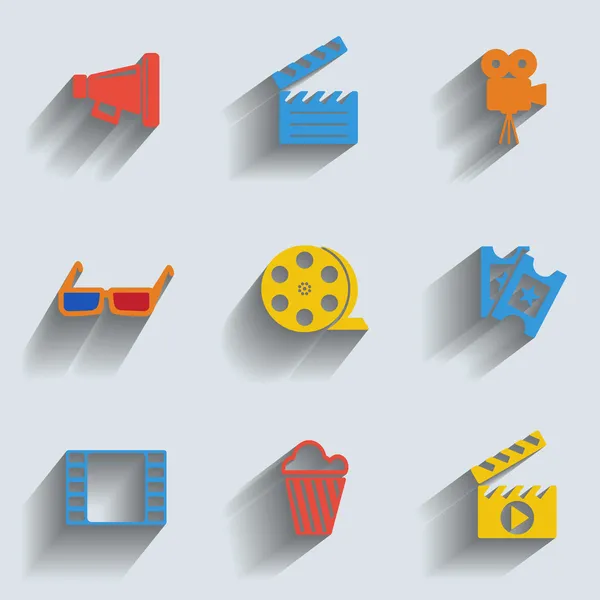 Set of 9 cinema web and mobile icons. Vector. — Stock Vector