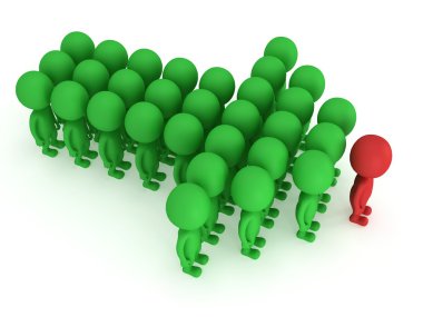 stilize kişilik grup stand üzerine beyaz