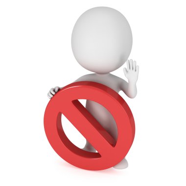 yasak işareti ile 3D adam