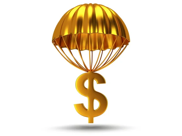 Paracaídas dorado con signo de dólar —  Fotos de Stock