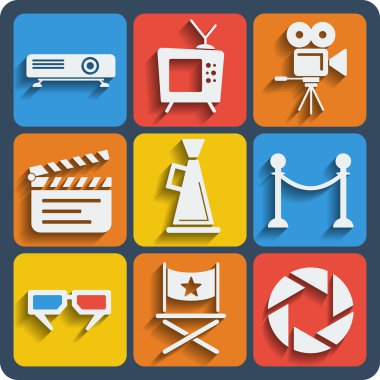 9 Sinema web ve mobil simgeler kümesi. vektör.