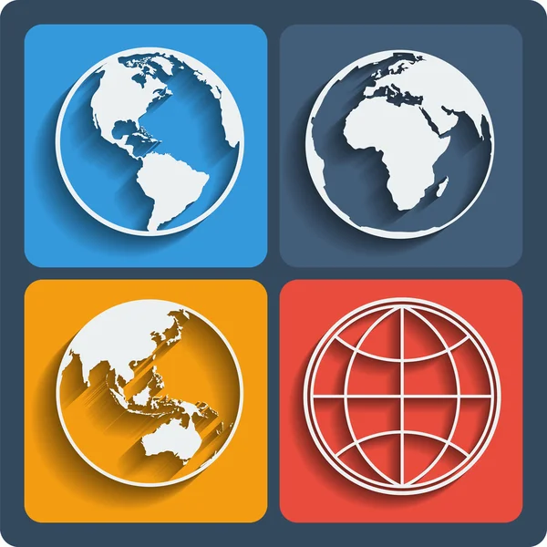 Set of earth planet globe icons. Vector. — Stock Vector