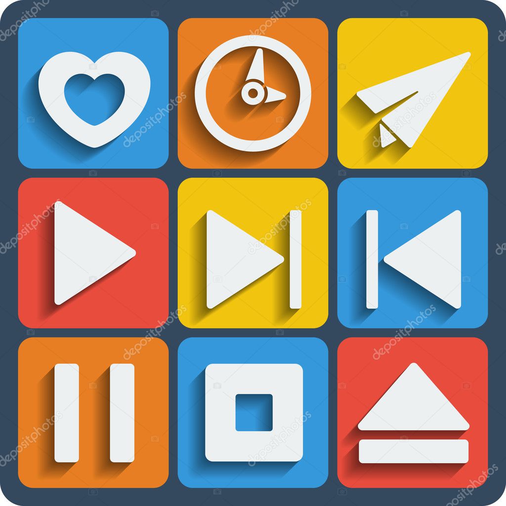 Set of 9 interface web and mobile icons. Vector.