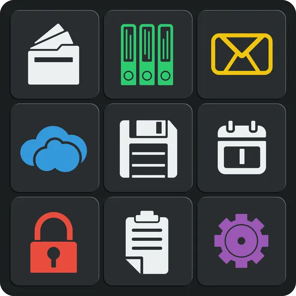 Zestaw 9 plików internetowych i mobilnych ikony. wektor. — Wektor stockowy