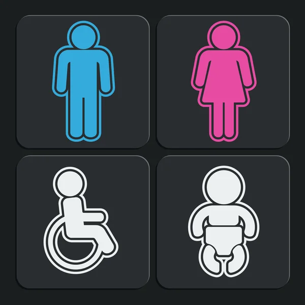 Set of 4 restroom icons. Vector. — Stock Vector