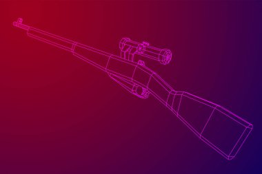 Keskin nişancı, civatalı tüfek, Mosin Nagant. Kablo çerçevesi düşük poli ağ